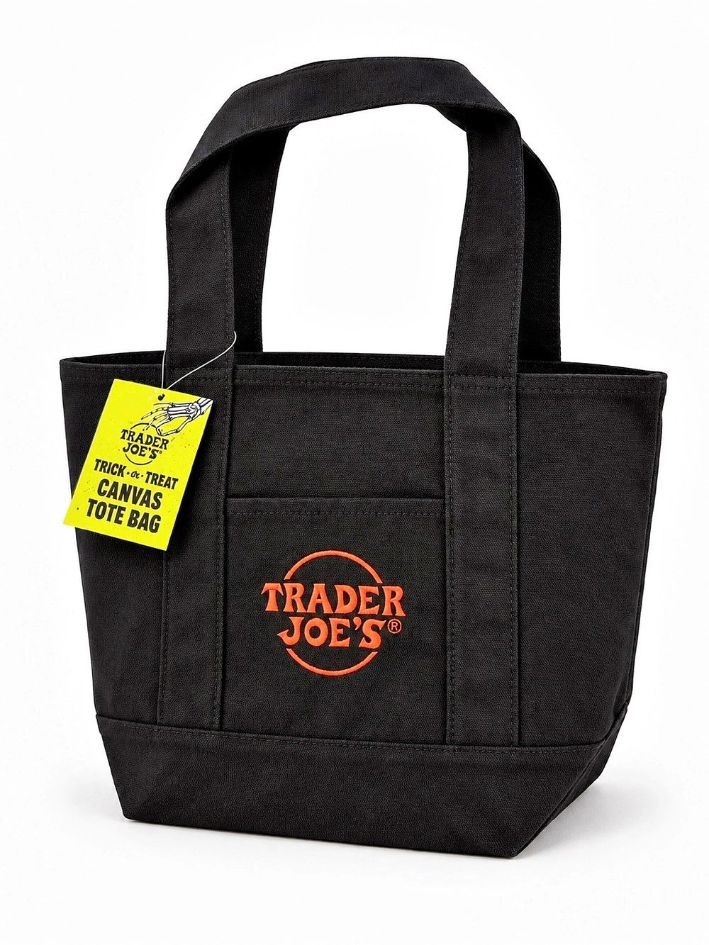 Trader Joe's Trick-or-Treat Mini Canvas Tote Bag Black NWT